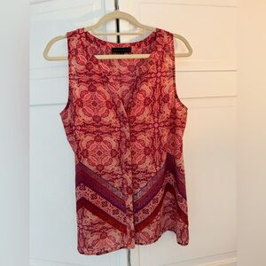 Sanctuary Patterned Button Front Sleeveless Top EUC